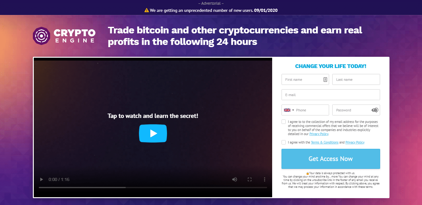 ¿Cómo se utiliza la aplicación Crypto Engine?