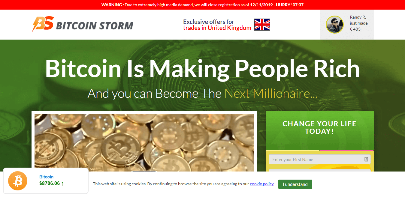 ¿Cómo se utiliza la aplicación Bitcoin Storm?